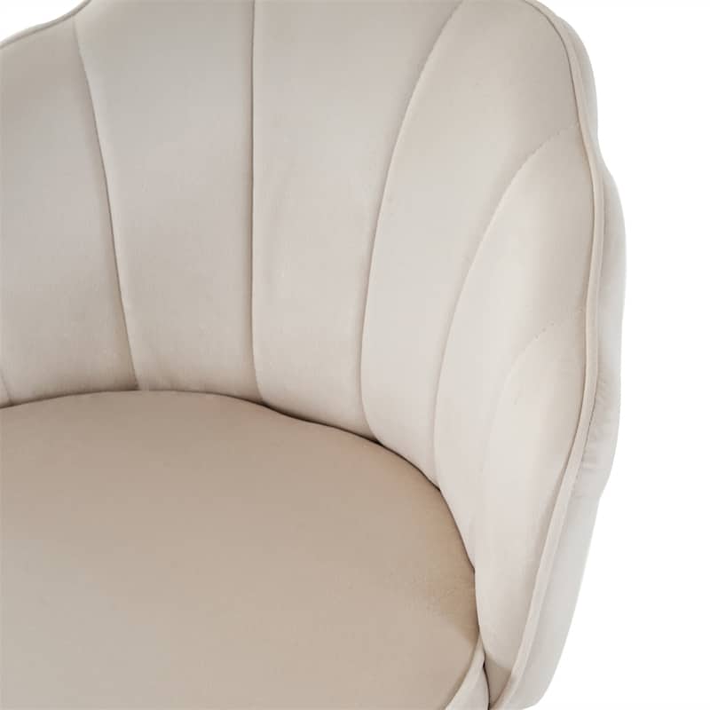 Shell Shape Velvet Bar Chair, Gold-plated Metal Chair Legs,(Set of 2)