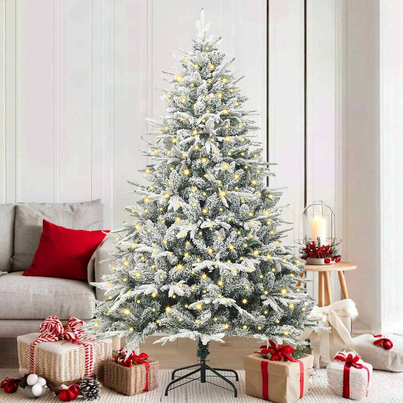 vidaXL Artificial Pre-lit Christmas Tree Green 70.9" PVC and PE - Green and white - 6 Foot