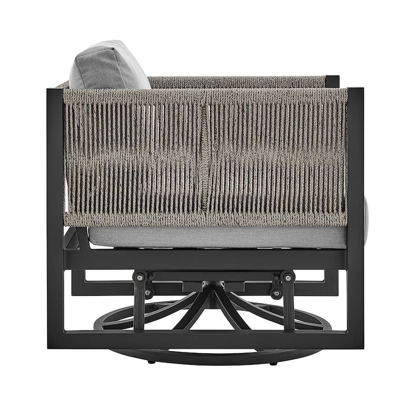 Cuffay Modern Aluminum and Rope Outdoor Patio Swivel Glider Chair