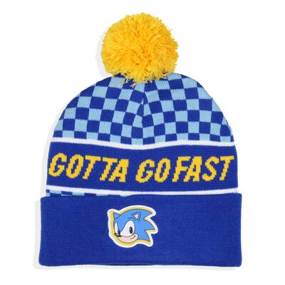 Sonic The Hedgehog Gotta Go Fast Cuffed Pom Beanie Hat