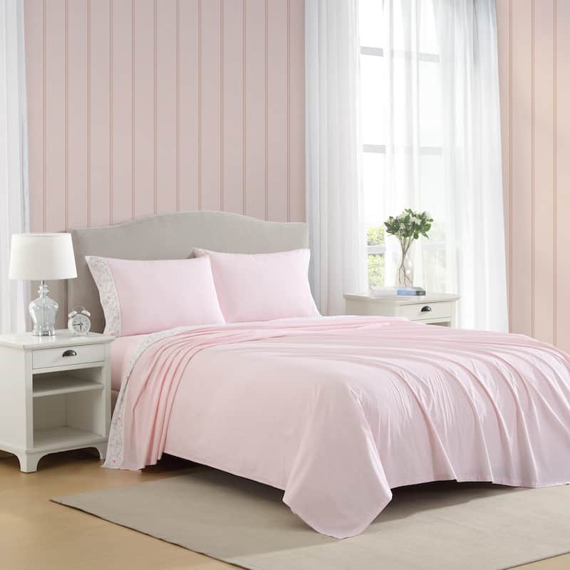 Laura Ashley Percale Cotton Printed Hem Sheet Sets