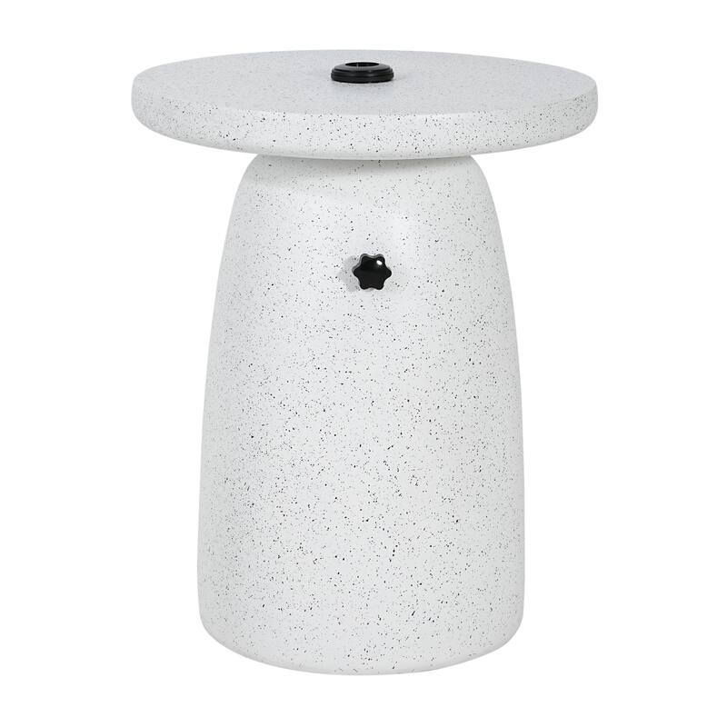Roomfitters Tess Outdoor Patio Side Table Umbrella Base with Sand Filling Design, MGO White Marble Finish - White Marble