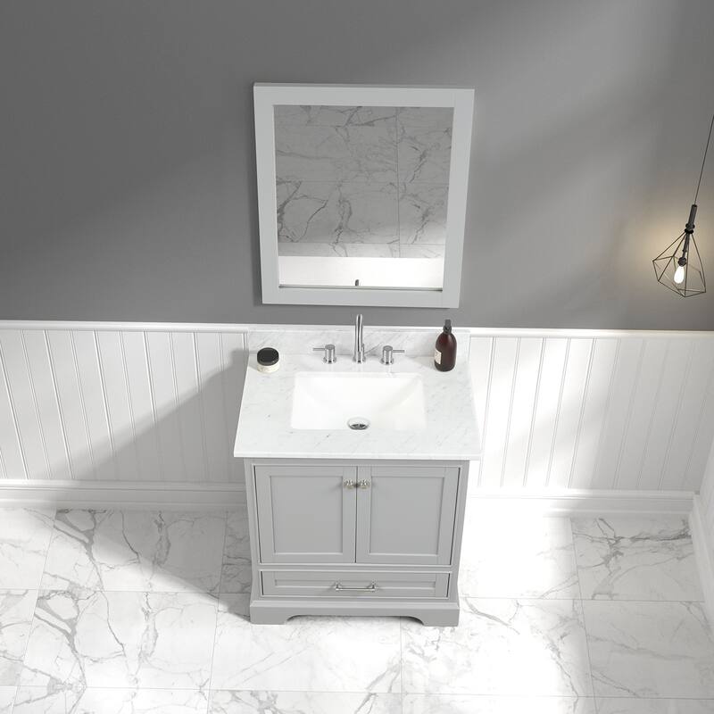 Blossom Copenhagen 30" Bathroom Vanity with Marble Top, Sink & Mirror