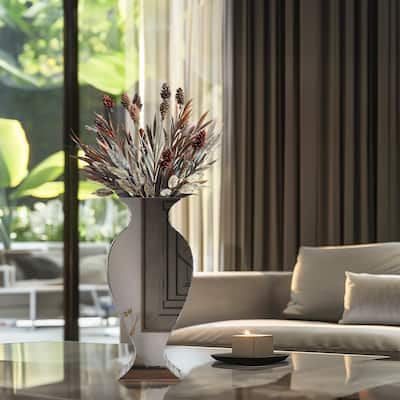 Allan Andrews Tall Silver Rounded Mirrored Glass Vase