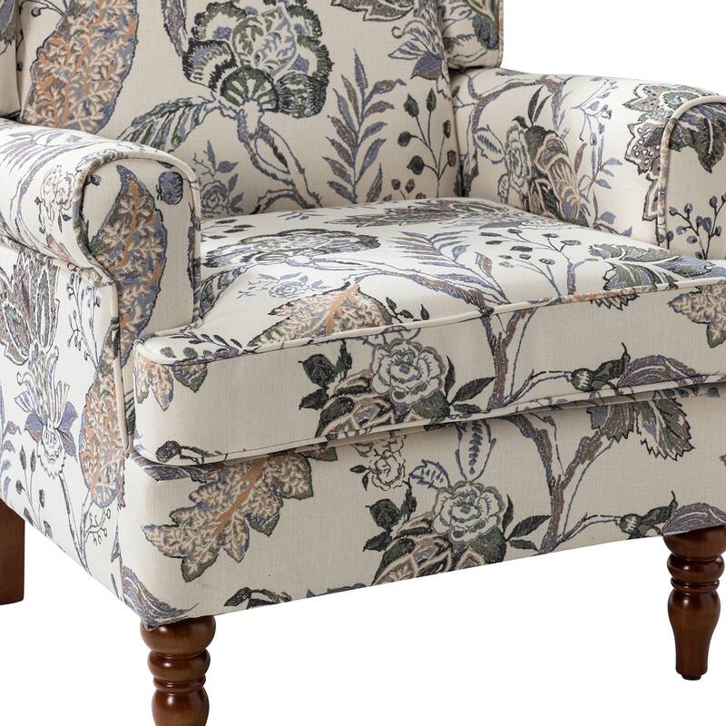 Epimethis Traditional Wingback Armchair with Foam-filled Seat and Turned Legs Set of 2 by HULALA HOME