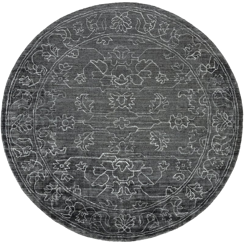 Surya Dove Hand-loomed Viscose Area Rug - 8' Round - Charcoal