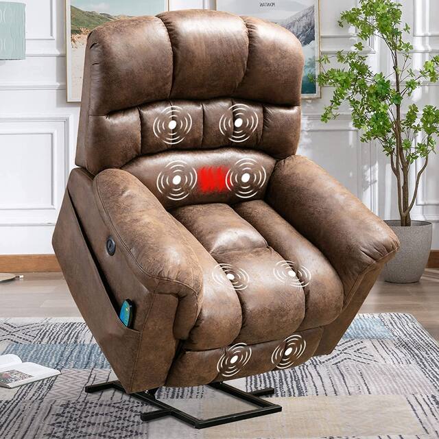 Super Soft Microsuede Power Lift Recliner Sofa with Massage Chair