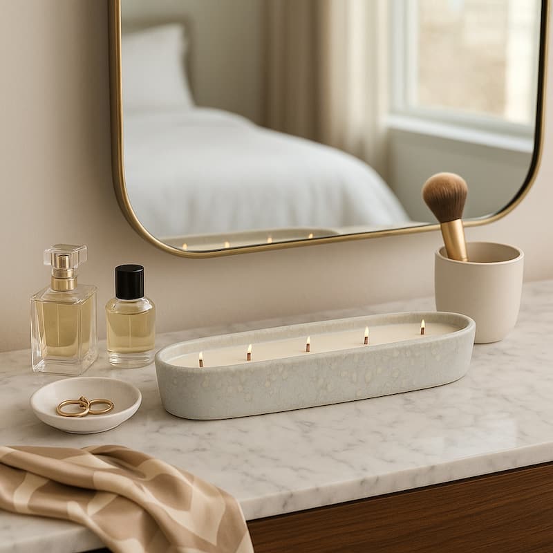 Pottery Wicks Decorative Indoor Candle for Home Decor - 14" Blue - 13.5"