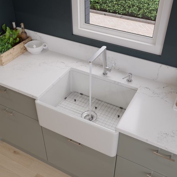 Alfi White Smooth Fireclay 26-inch Farmhouse Kitchen Sink. Opens flyout.