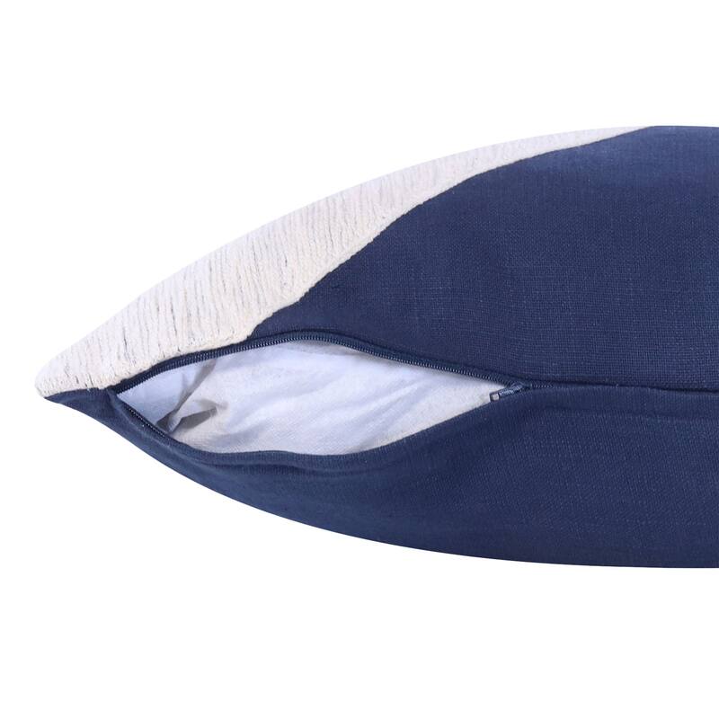 HomeRoots 20" X 20" Navy And Ivory 100% Cotton Abstract Zippered Pillow
