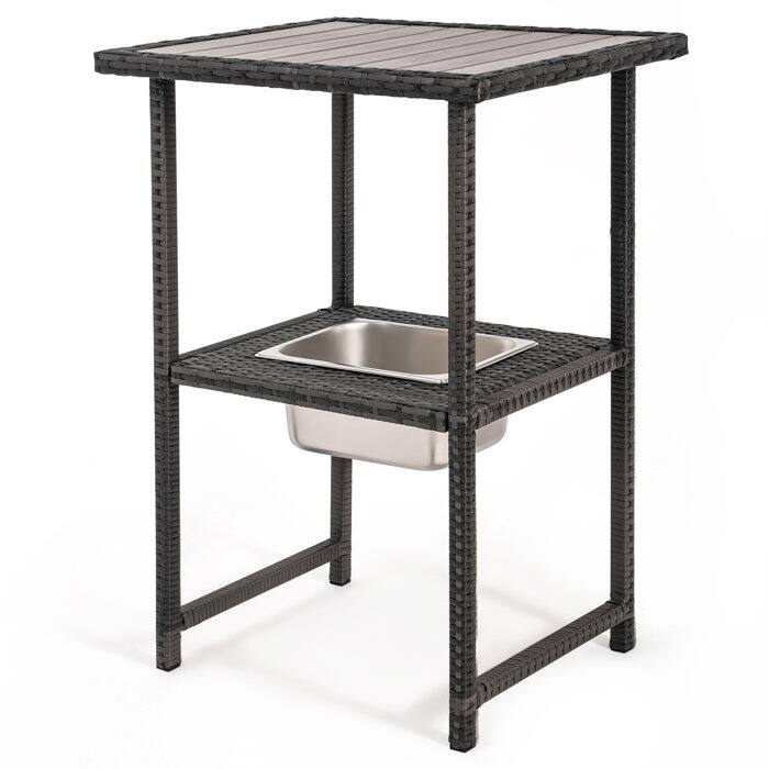 Rectangular 21.7'' L x 24.6'' W Outdoor Bar Table