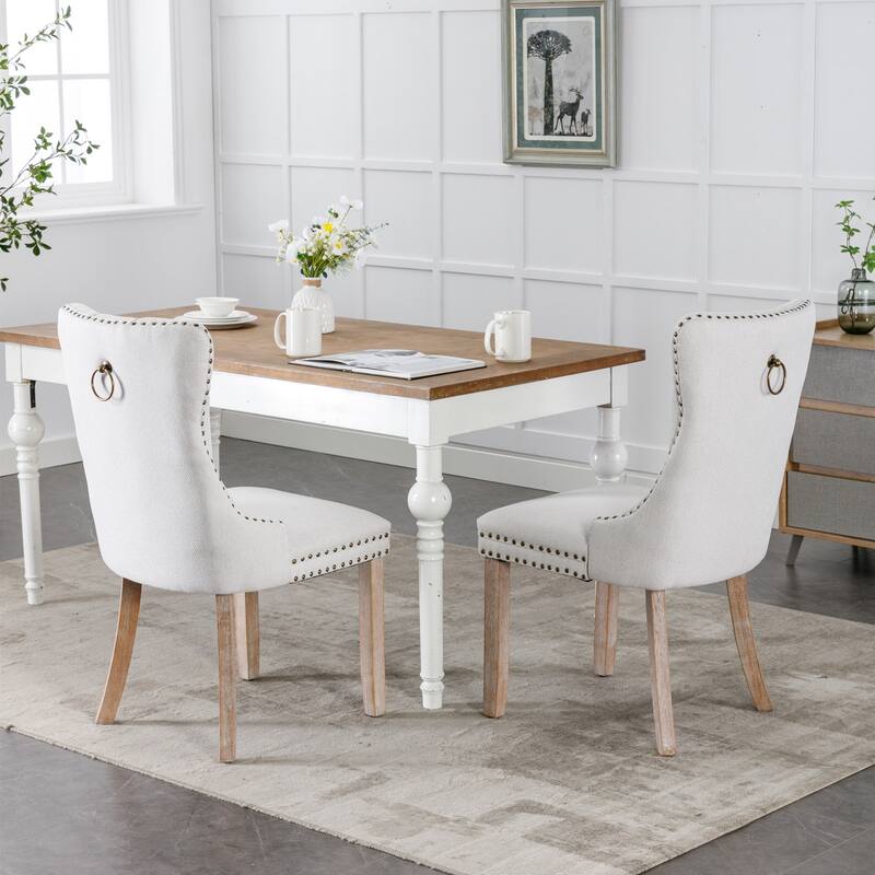 Solid Wood Flax Upholstered Linen Dining Chair
