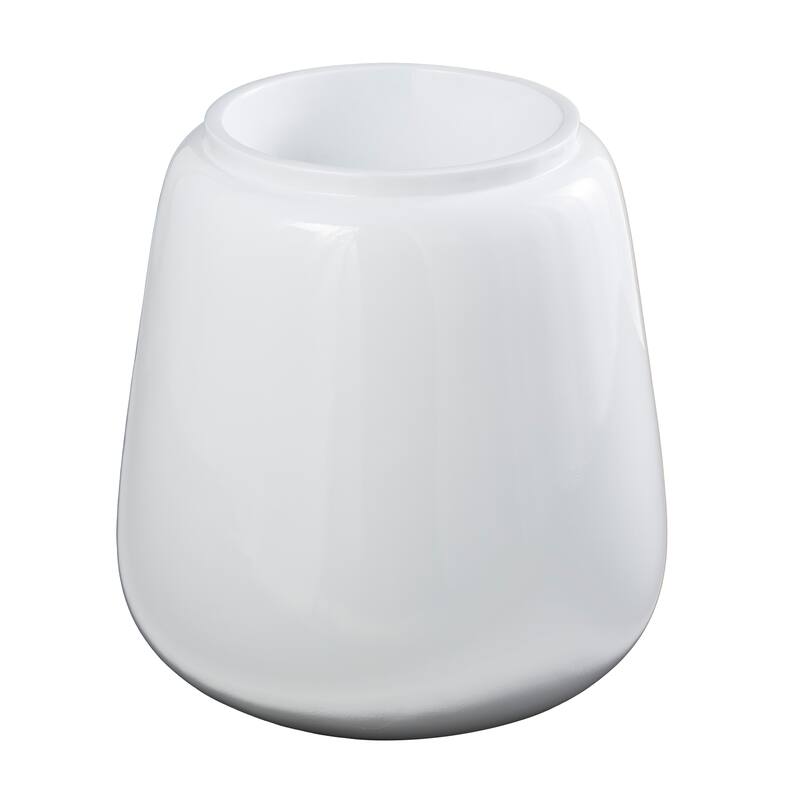 White Resin Short Wide Round Floor Decorative Vase