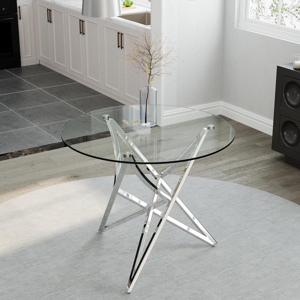 36 inch Clear Glass Round Dining Table