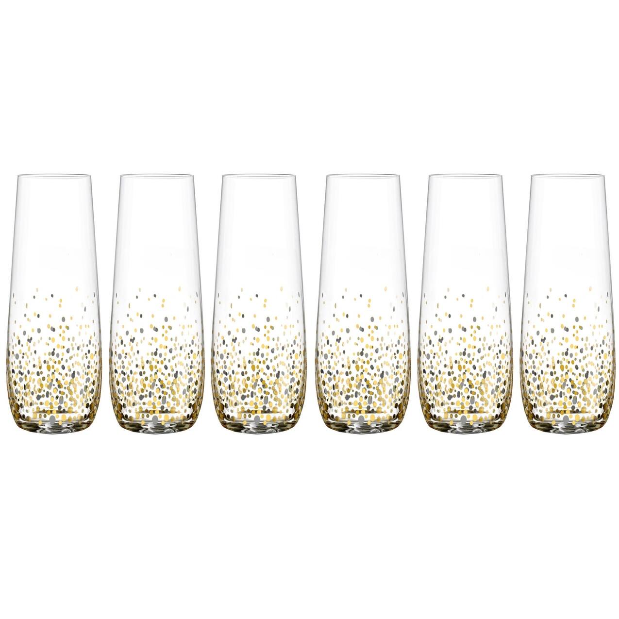 American Atelier Luster Stemless Champagne Flute Set of 6 10 oz. On