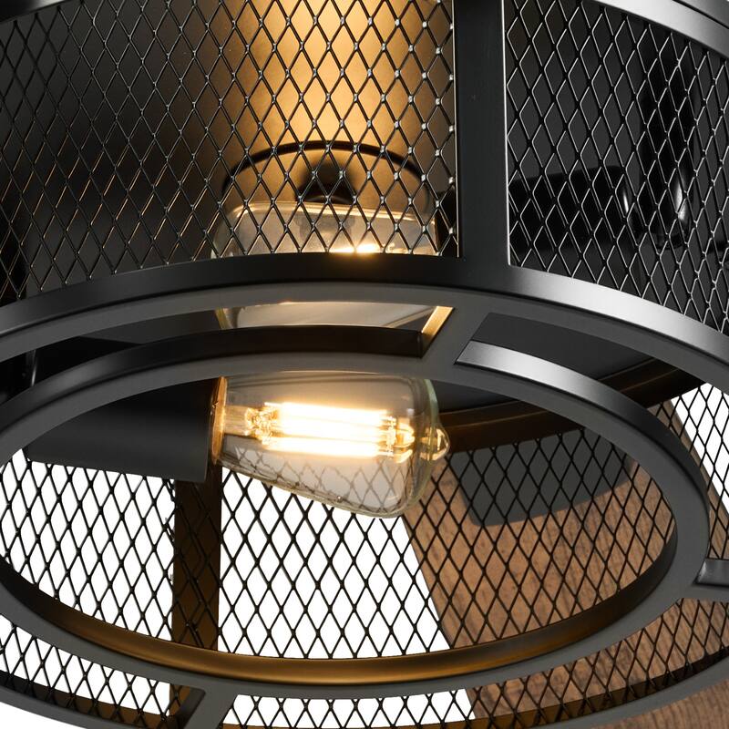 52" 5 - Blade Industrial Farmhouse Meshed Cage Ceiling Fan with Light and Remote