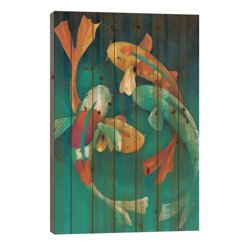 Ornamental Koi II Print On Wood by Chariklia Zarris - Multi-Color - 40x26x1.5
