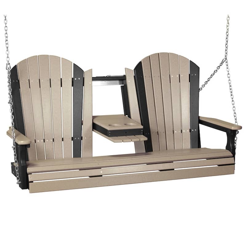Poly Lumber Adirondack Swing - 5' - Weatherwood & Black