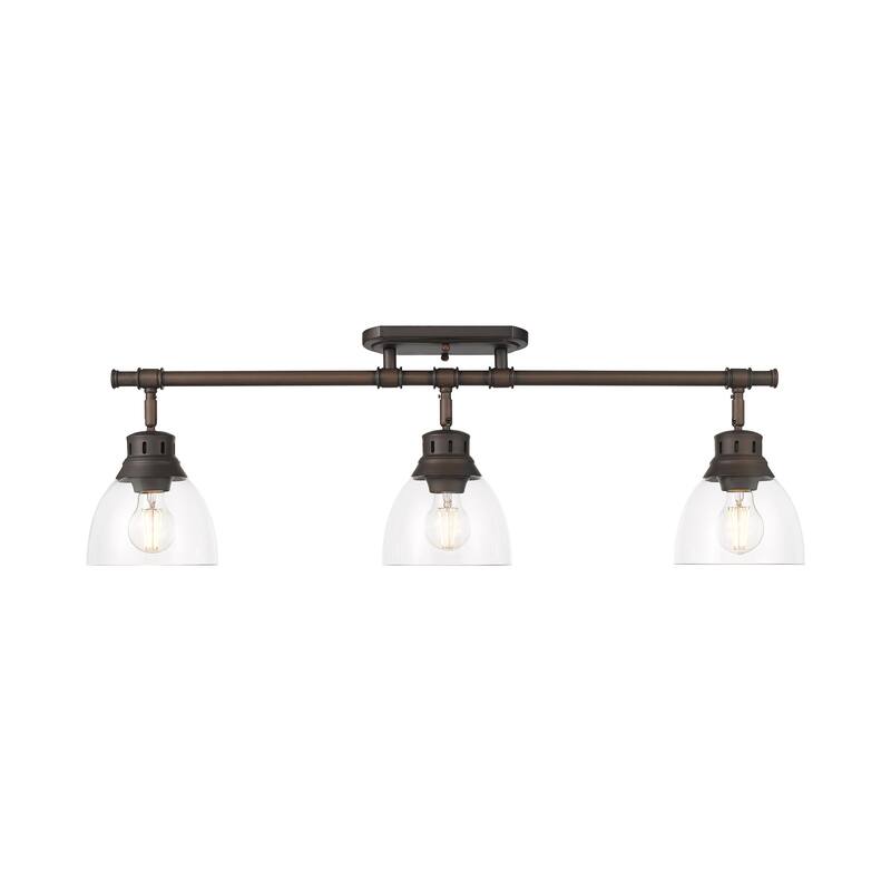 Yep by Golden Lighting Duncan 3-light Semi-Flush Mount in Rubbed Bronze and Clear Glass - Rubbed Bronze - 3-Light Semi-flush