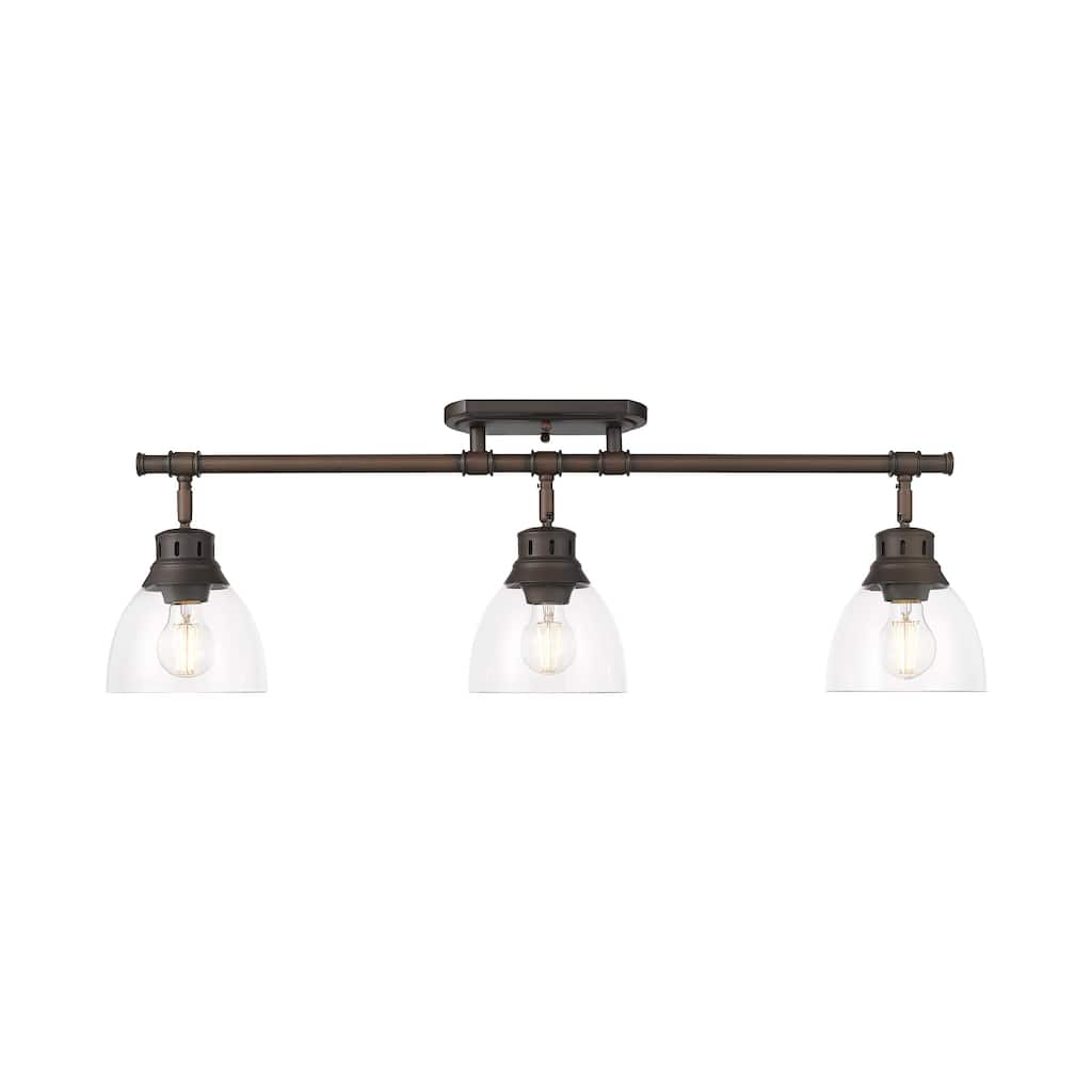Yep by Golden Lighting Duncan 3-light Semi-Flush Mount in Rubbed Bronze and Clear Glass - Rubbed Bronze - 3-Light Semi-flush