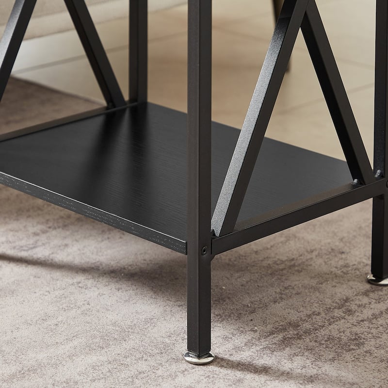 VECELO Mid Century Modern Nightstand with Storage Shelves Set of 2 Nightstands End Table Sofa Side Table