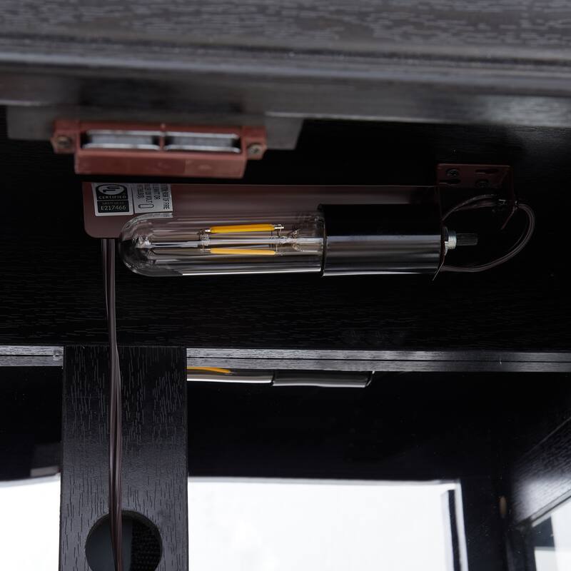 Lighted Glass Curio Display Cabinet with Wood Frame, 6-Tier Storage for Wine, Collectibles and Toys, Light Bulb Included