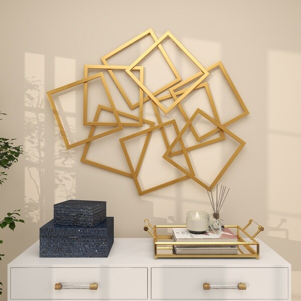 CosmoLiving by Cosmopolitan Gold Metal Overlapping Square
