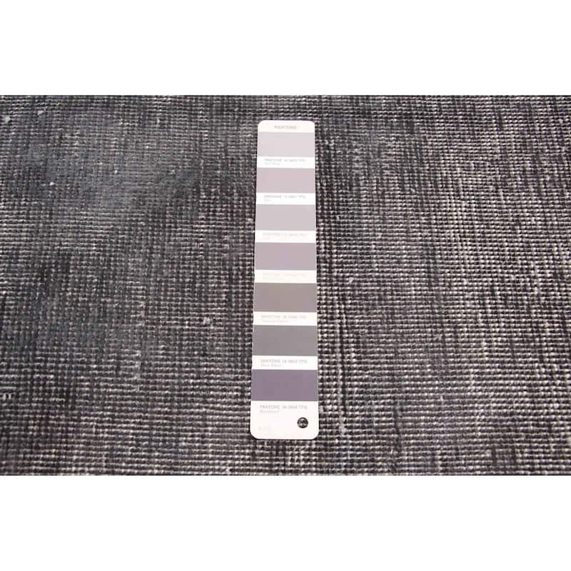 ECARPETGALLERY Hand-knotted Color Transition Dark Grey Wool Rug - 2'6 x 13'11