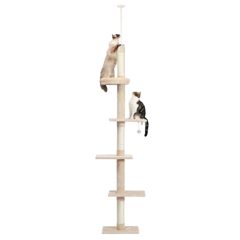 Interactive Adjustable 5-Tier Floor to Ceiling Cat Tower