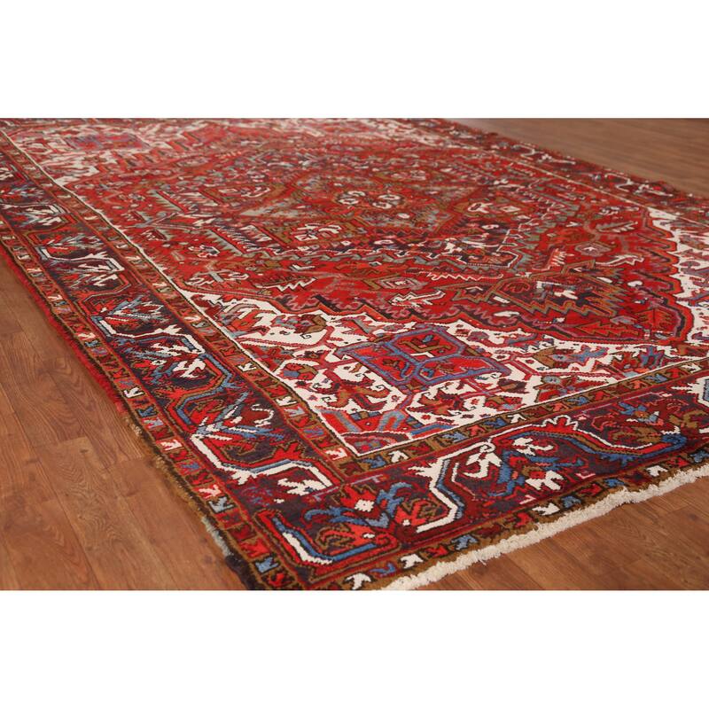 Hand Knotted Oriental 100% Wool Carpet Traditional Medallion Red Heriz Area Rug - 10' 4'' X 7' 6''