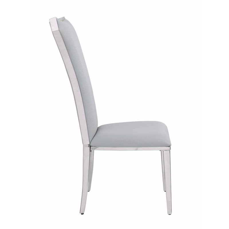 Somette Contemporary Tall-Back Gray Faux Leather Side Chair, Set of 2 - Dining height