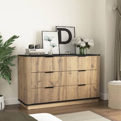 Modern Multi-functional Six-drawer Cabinet,The perfect combination of rounded corners and multifunctional design,47.2*15.7*29.6
