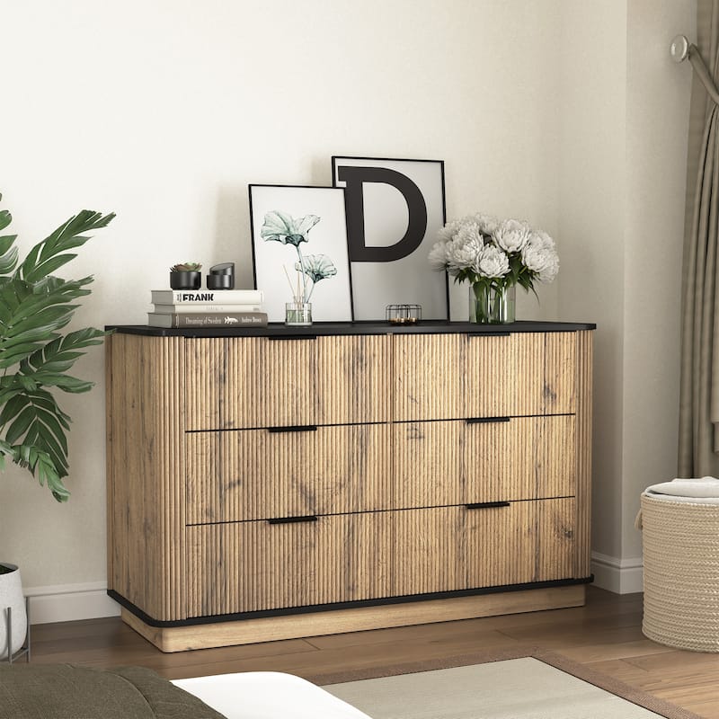 Modern Multi-functional Six-drawer MDF Cabinet,The perfect combination of rounded corners and multifunctional design