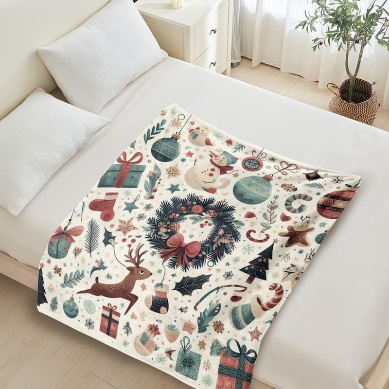 Christmas Throw Blanket Holiday Xmas Gift Fleece Blanket