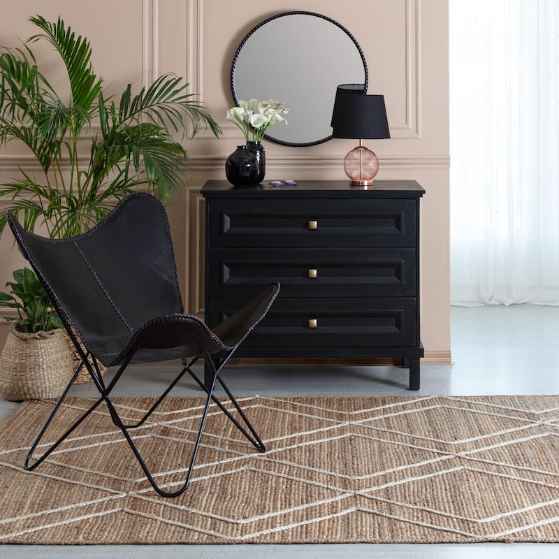 Jani Bougainvillea Natural Ivory Braided Lattice Area Rug - Durable Indoor/Outdoor Carpet
