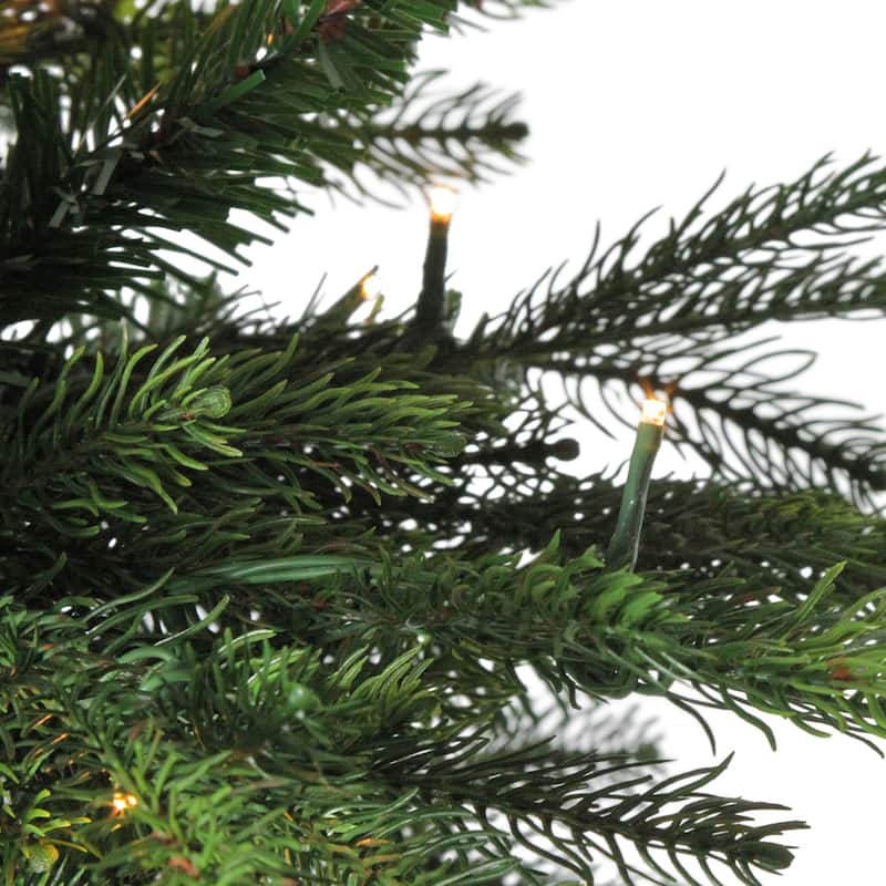 6' Pre-Lit Potted Oregon Noble Fir Slim Artificial Christmas Tree - LED Lights