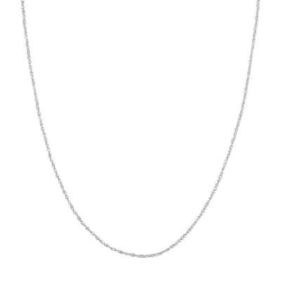 Curata 14k White Gold 1.5mm Diamond Singapore Chain Necklace (Lobster)