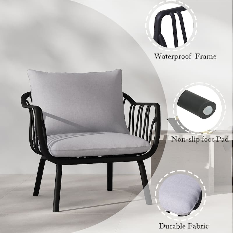 Carli Modern Indoor/Outdoor Club Chairs with Cushions (Set of 2) by Christopher Knight Home