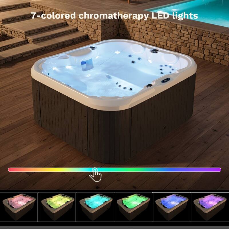 Patiowell 4-Person 41 Jets Hot Tub with Digital Control System-The Fresh Water System and LED Lighting-Intelligent
