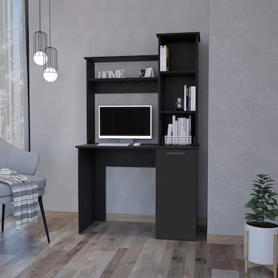 3-Tier Storage Shelves Computer Desk with Hutch