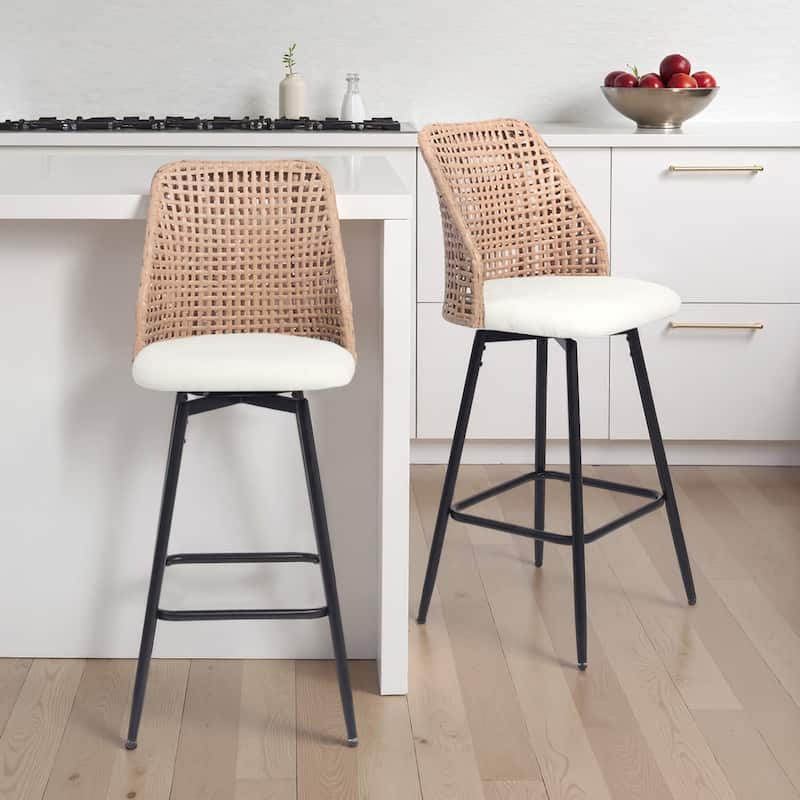 28.7"H Set of 2 Swivel Bar Stools/ Counter Stools with Metal Leg - Set of 2