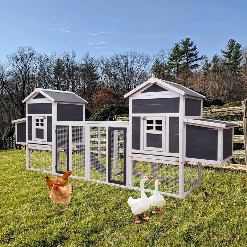Wooden Chicken Coop Bunny Hutch with Door, Removable Ramp