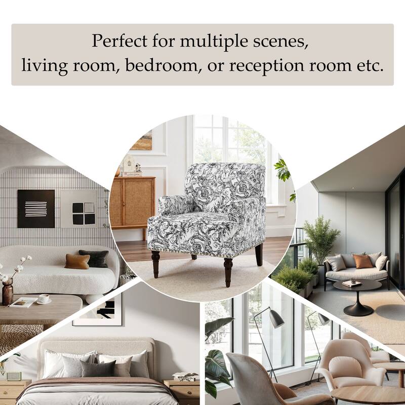 Linen Upholstered Armchair Nailhead Trim Accent Chair