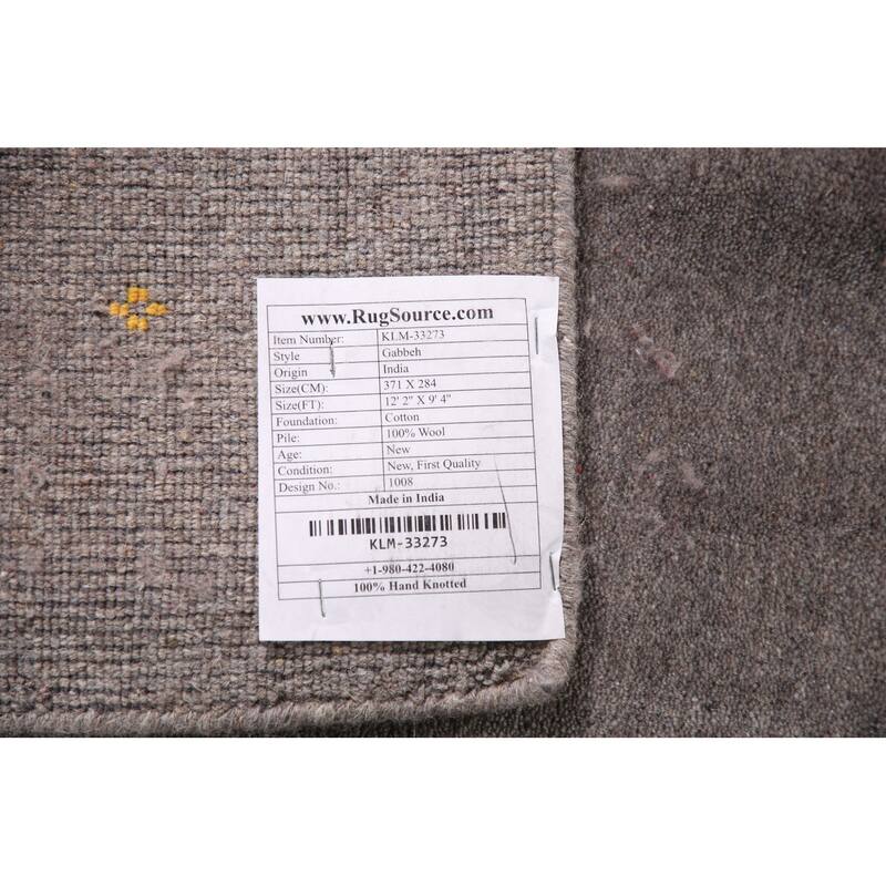 Gray Gabbeh Oriental Area Rug Hand-Knotted Wool Carpet - 9'4" x 12'2"