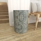 preview thumbnail 11 of 16, Light Blue Mother of Pearl Shell Handmade Mosaic Drum Geometric Accent Table