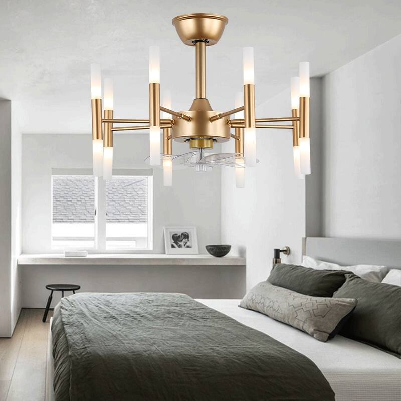 Oaks Aura Farrel 23 in.Indoor French Gold Luxury Ceiling Fan with Lights, 6-Speed Reversible Quiet DC Motor Ceiling Fan w/Remote