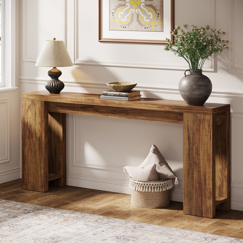 Farmhouse Wood 70.9 Inches Extra Long Console Table for Living Room, Hallway