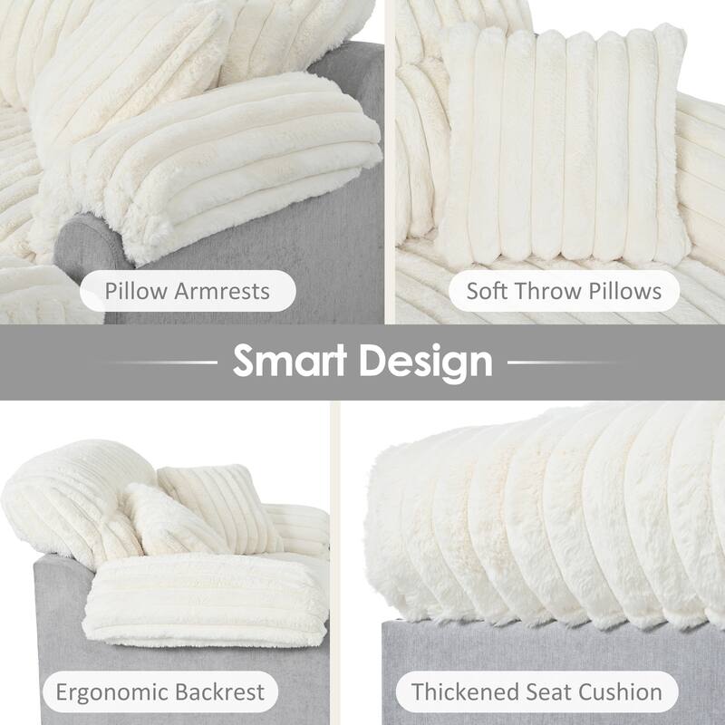 Luxury Cloud Chaise Lounge Sofa with 2 Plush Throw Pillows by Harper&Bright Designs