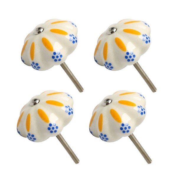 4pcs Ceramic Knobs Drawer Hand Printed Pull Handle Furniture Door Cabinet Cupboard Wardrobe Dresser Replacement #5