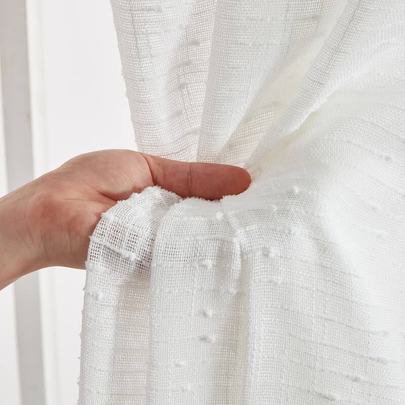 HLC.ME Emily Faux Linen Semi Sheer Light Filtering Transparent Grommet Lightweight Window Curtains Drapery Panels, 2 Panels